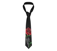 TOPUNY Tea Cups with Roses Romantic Shabby printed Men's Tie Fashion Silk Tie Suit Tie, Skull Rose, One Size