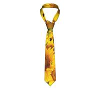 TOPUNY Tea Cups with Roses Romantic Shabby printed Men's Tie Fashion Silk Tie Suit Tie, Sunflower Pattern, One Size