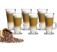 TOPUPDRINK Latte Glasses & Mugs Set of 6 - Hot Chocolate, Cappuccino & Tea Cups - Dolce Gusto Compatible
