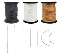 Topus Extra Strong Upholstery Repair Sewing Thread Kit and Heavy Duty Household Hand Needles, Including 7 Styles of Leather Canvas Sewing Needles and 3 Colors Nylon Thread (70 Yard of Each Roll)