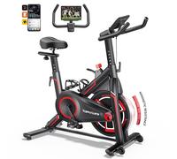 Toputure Exercise Bike with APP, 100% Magnetic Resistance Exercise Bikes with LCD Display, Belt Drive, 15KG Heavy Flywheel, Ultra-Quiet Indoor Cycling Spin Bike for Home Gym Use