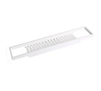 TOPVALEUR Bamboo bath caddy tray, Wooden Bath Tray, Bath Trays for Across the Bath, Candle Tray, Bath Board, Bath Tub Rack & Wood Shelf, bathroom accessory bathroom storage WHITE