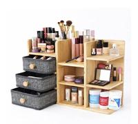 Topvaleur Bamboo Makeup Organizer Storage Drawers, cosmetics organiser Large Capacity dressing table organiser for Lipsticks, Skincare Nail Care, Jewelry, skincare organiser & vanity organiser
