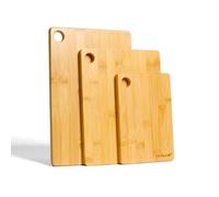 TOPVALEUR Premium Chopping Board Set 3 with Stand Wooden Chopping Boards for Kitchen -Eco-Friendly, and Knife-Friendly Cutting Boards for Meal Prep and Serving 1.5CM Thick (with A Stand) (with Holes)