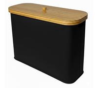 Topvaleur Toilet Roll Storage, Toilet Roll Holder Bathroom Storage Box, Toilet Roll Basket, Toilet Roll Storage Box, Bamboo Toilet Paper Basket and toilet storage, Capacity 9 Roll, 23L (Black)