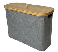 Topvaleur Toilet Roll Storage, Toilet Roll Holder Bathroom Storage Box, Toilet Roll Basket, Toilet Roll Storage Box, Bamboo Toilet Paper Basket and toilet storage, Capacity 9 Roll, 23L (Grey)