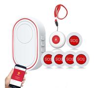 Topvico WiFi Panic Button Caregiver Pager Emergency Call for Elderly at Home, Senior Fall Alert Devices, Wireless Nurse Help SOS, Tuya Smart Life APP, Remote Patients System, 5 Levels Volume
