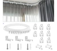 TOPWA 1 Meter Flexible Plastic PVC Curtain Track Runner Rail Wall Ceiling Mounted Fixing Hooks Shower Curtains Room Divider with Instruction Mounting Accessories Include White (Side Clamping)