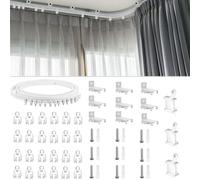 TOPWA 3 Meter Flexible Plastic PVC Curtain Track Runner Rail Wall Ceiling Mounted Fixing Hooks Shower Curtains Room Divider with Instruction Mounting Accessories Include White (Side clamping)