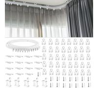 TOPWA 5 Meter Flexible Plastic PVC Curtain Track Runner Rail Wall Ceiling Mounted Fixing Hooks Shower Curtains Room Divider with Instruction Mounting Accessories Include White (Top clamping)