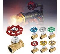 TOPWA Industrial Vintage Steampunk Style 1/2" Stop Valve Light Switch Globe Valve Switch for Steampunk Lamps Water Pipe Table Desk Light New Flash (Sliver)