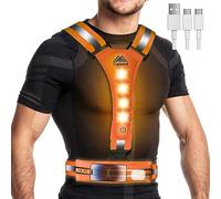 Topward LED Reflective Vest - Running Phone Holder Vest for Runners, USB-C Rechargeable, Lights for Night Dog Walking Cycling, High Visibility Safety Gear with Adjustable Waist/Shoulder