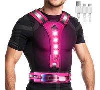 Topward LED Reflective Vest - Running Phone Holder Vest for Runners, USB-C Rechargeable, Lights for Night Dog Walking Cycling, High Visibility Safety Gear with Adjustable Waist/Shoulder