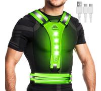 Topward LED Reflective Vest - Running Phone Holder Vest for Runners, USB-C Rechargeable, Lights for Night Dog Walking Cycling, High Visibility Safety Gear with Adjustable Waist/Shoulder