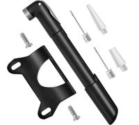Topward Mini Bike Pump with Mounting Bracket - Fits Presta & Schrader Valves, Portable Hand Pump for Road and Mountain Bicycles, Includes Football Pump Needles and Inflatable Accessories