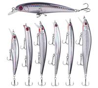 Topwater Fishing Lures Kit, 6pcs/12pcs Saltwater Minnow Lures Hard Baits Surf Fishing Jerkbait Popper Plugs for Striped Bass Offshore Ocen Gear Tackle