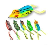 Topwater Frog Lure 5pcs 7.5cm Floating Artificial Bait with Noise Beads for Blackfish Carp Shore Fishing Tackle 18.2g(5 colors Frog)