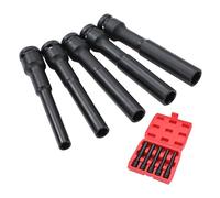 TOPWAY 1/2 Inch Drive Extra Deep Impact Socket Set 5 PCs Extra Long Thin Wall Metric 8-14mm Impact Sockets, Chrome-Moly Steel, Automotive Trucks Tractors Engines Repairing Tool