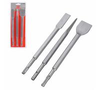 TOPWAY 3-Piece SDS Plus Chisel Set 250mm - Flat, Tile, Pointed Chisels (20, 40mm and Point) for Universal Use 121690