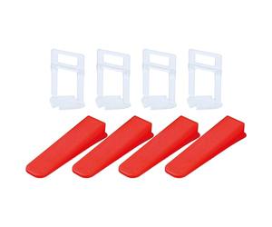 TOPWAY 400PCs Pack Tile Leveling System 3mm, 300PCs Tile Levelers Spacers Clips + 100PCs Reusable Tile Leveling Wedges, 30mm Height, for Building Walls Floors Ceramic Installation