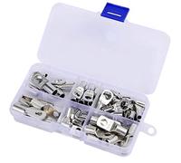TOPWAY 60PCs Tinned Copper Cable Lugs Wire Lugs Battery Cable Ends Crimp Terminal Ring Connectors Assortment Kit for Electric, Auto 312703