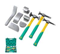 TOPWAY 9-Piece Professional Auto Body Panel Dent Repair Tool Set - Fiberglass Handle Beating Hammer, Dollies - for Dent Removal & Car Bodywork, Model 454223