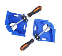 TOPWAY 90 Degree Right Angle Clamp, 2PCs Set Single Handle Corner Vice Aluminum Alloy Adjustable Swing Bench Tool for DIY Woodworking Welding Cabinet Drawer Carpenter, Blue 402308