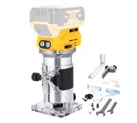 TOPWAY Brushless Cordless Handheld Wood Trimmer Router 18V - Compatible with DeWa.. DCB184 Battery, Variable Speed, 3 Collets (1/4", 6mm, 8mm), Trimmer Base, No Battery 102775