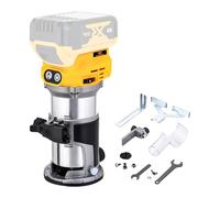 TOPWAY Brushless Cordless Handheld Wood Trimmer Router 18V - Compatible with DEWA.. DCB184 Battery, Variable Speed, Aluminium Base, 3 Collets (1/4", 6mm, 8mm), No Battery 102779