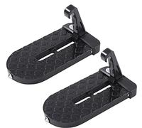 TOPWAY Car Doorstep Foot Folding Pedal 2Pcs, Max Loading Capacity 100kg, Multi-Functional Foldable Car Door Step Foot Pegs Latch Hook with Safety Hammer Function 451650