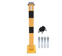 TOPWAY Car Parking Space Lock Bollard, Yellow and Balck Lockable Fold Down Car Parking Barrier Post, Private Car Park Driveway Guard Saver Blocker, Upper Lock, 60cm Height 161892