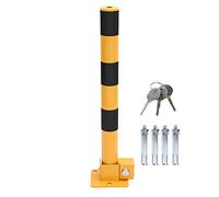 TOPWAY Car Parking Space Lock Bollard, Yellow and Black, 60cm Height | High Visibility, Lockable Fold Down Car Parking Security Barrier Post, for Driveways and Private Bays, Model 161875