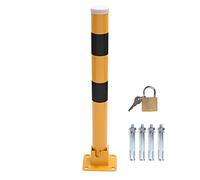 TOPWAY Car Parking Space Lock Bollard, Yellow and Black, 60cm Height | High Visibility, Lockable Fold Down Car Parking Security Barrier Post, for Driveways and Private Bays, Budget Range,161895