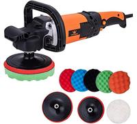 TOPWAY Car Polisher 1450W 150mm 180mm Electric Car Buffer Polishing Waxing Machine with 8PCs Polishing Sponge Wool Set, Variable Stable Speeds, Car Detailing Kit 100039