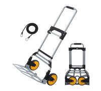 TOPWAY Folding Trolley Aluminium Plate Foldable Hand Truck Multi Purpose Sack Barrow Cart 120kg Loading Capacity and Telescoping Handle for Home Office Garage Use