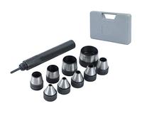 TOPWAY Hollow Punch Set 10 Pieces 5-32mm Heavy Duty Leather Hole Wad Punch Cutter with Puching Handle in Plastic Case for Watch Bands Leatherworking Belt Rubber Gaskets 405103