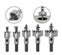 TOPWAY HSS Hole Saw Set 5PCs, 16-30mm High Speed Steel Cutter Opener Drill Bits Circular Cutting Tool for Steel Copper Iron Plastic Wood PVC 122400