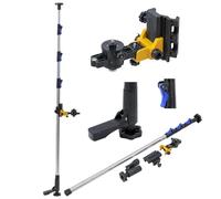TOPWAY Laser Level Telescopic Pole 3.7M Stainless Steel Floor to Ceiling Laser Rod, Quick Lock, Foot Operated, with Fine-Tune Holder and Storage Bag 311579