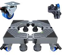 TOPWAY Multi-Functional Adjustable Movable Base with 4 × 2 Locking Rubber Swivel Wheels and 8 Strong Feet, Universal Mobile Case Roller for Washing Machine, Tumble Dryer and Refrigerator, Grey