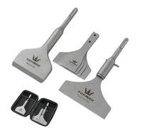 TOPWAY SDS Plus Chisel Floor Scraper 6 Pieces Set 3" + 4" for Removal of Tiles Floor Adhesive Linoleum Concrete Mortar Thinset and Wall Surfaces in Storage Bag 121124