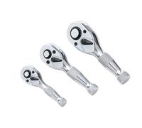 TOPWAY Stubby Ratchet Handle Set 3PCS (1/4", 3/8", 1/2") - 72 Teeth Quick Release Reversible Ratchet Wrench Set - Compact Mechanic Tool for Auto Repair & Garage Use, Model 420008
