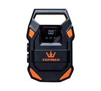 TOPWAY Tyre Inflator Air Compressor 12V DC, Digital Car Tyre Pump 150 PSI, 22mm Metal Cylinder, Auto Stop, Preset Pressure, Large Capacity, LED SOS Light, Cloth Bag, for Auto Bicycle Truck Tyres