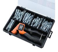 TOPWAY Wall Anchor Setting Tool Kit 63Pcs, Zinc Plated Metal Plasterboard Cavity Hollow Wall Fixings Screws Anchors Plugs Assortment Set 405508