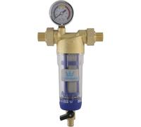 TOPWAY Water Prefilter Washable and Reusable Sediment Water Filter Faucet Water Purifier Osmosis Prefilter Stainless Steel 60 Micron, with Pressure Gauge 150203