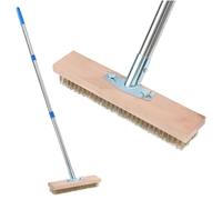 TOPWAY Wire Broom Stiff Steel Wire Brush 30cm with 1200mm Stainless Steel Detachable Handle Outdoor Garden Yard Floor Brush Steel Bristles for Deck Scrub Sweep Weed Patio Pathways