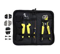 TOPWAY Wire Crimper Stripper Set, 4 in 1 Multifunctional Automatic 10-24 AWG (0.2~6.0mm²) 8 Inch Self-Adjusting Electrician Cable Wire Terminals Cutting Plier Crimping Tool Kit with Extra Dies 416504