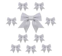 Topways 10PCS Christmas Decorations, Silver Sequin Bow Ties, Xmas Ornaments for Home Party 5.6in
