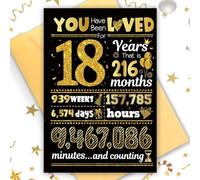 TOPWAYS 18th Birthday Card, You Have Been Loved for 18 Years Happy Birthday Cards, Funny Gifts Greeting Card, Anniversary Card with Envelope, Black Gold Birthday Decorations for Boys Girls (18 years)