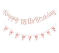 TOPWAYS 18th Birthday Decorations Banner Women Girls, Rose Gold Happy18th Birthday Banners for Girls Women Her 18th Birthdays Banner Party Dec (Birthday18th)