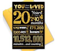 TOPWAYS 20th Birthday Card, You Have Been Loved for 20 Years Happy Birthday Cards, Funny Gifts Greeting Card, Anniversary Card with Envelope, Black Gold Birthday Decorations for Boys Girls (20 years)